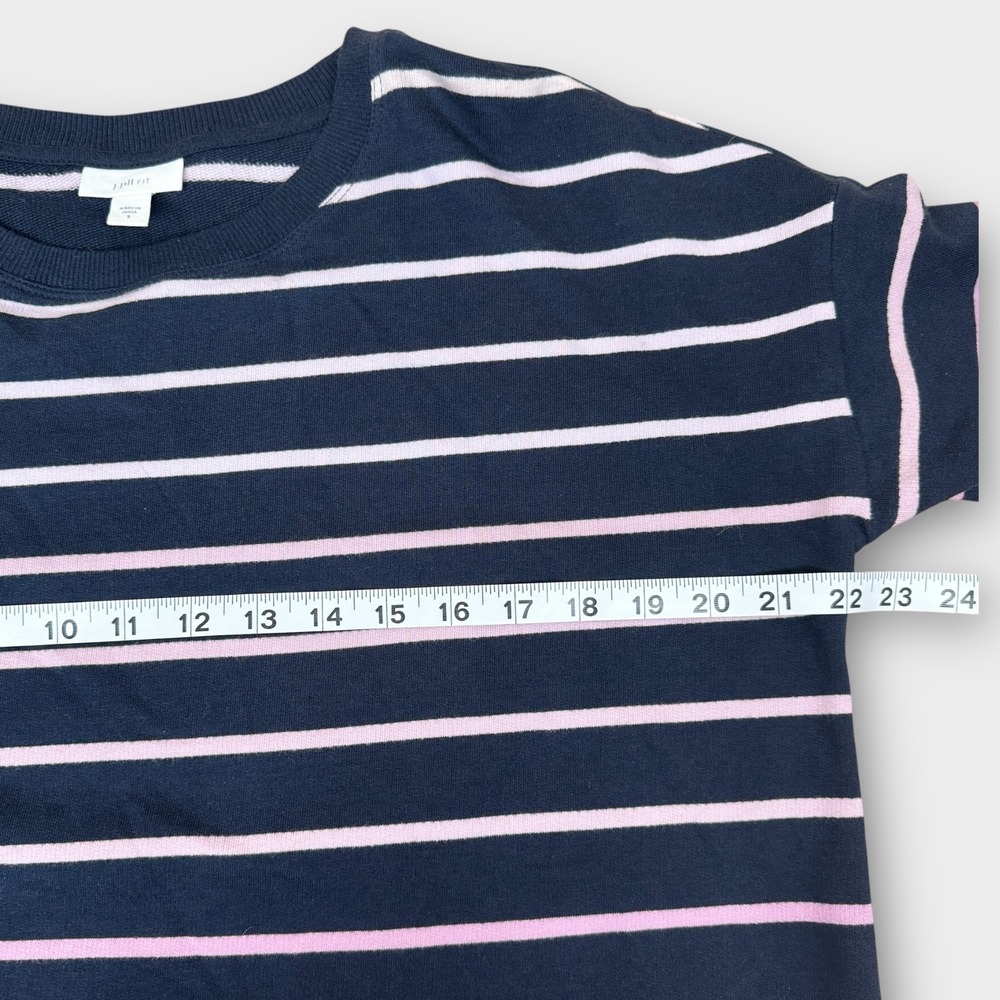 J. Jill FIT Ombre Striped 3/4 Sleeve Top Cotton Blend Tunic Pink Purple Small - Picture 6 of 9